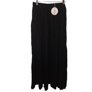 ANZABESS Black Wide‎ Leg Palazzo Pants Flowy Maxi Skirt Style Size M